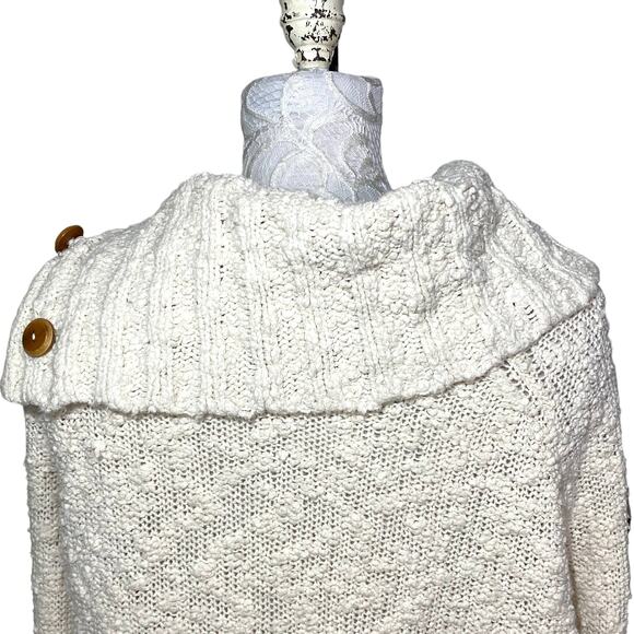 Moth Cowl Split Neck Wood Button Sweater Cream Women Small Anthropologie - Picture 8 of 12